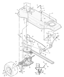 Motion Drive Diagram and Parts List for 387000X92A 2003 Briggs and Stratton Lawn Tractor